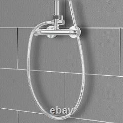 Bathroom Thermostatic Exposed Shower Mixer Twin Head Large Square Bar Set Chrome