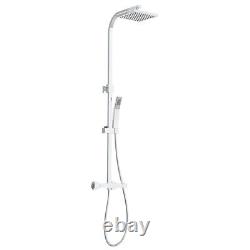 Bathroom Thermostatic Exposed Shower Mixer Twin Head Large Square Bar Set Chrome