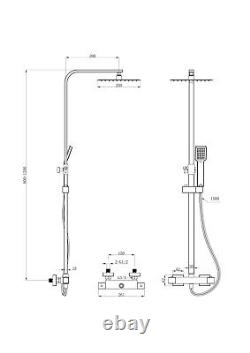 Bathroom Thermostatic Exposed Shower Mixer Twin Head Outlet Large Bar Set Chrome