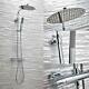 Bathroom Thermostatic Exposed Shower Mixer Twin Head Large Oval Bar Set Chrome