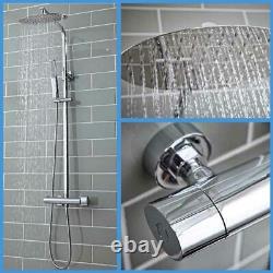 Bathroom Thermostatic Exposed Shower Mixer Twin head Large Oval Bar Set Chrome
