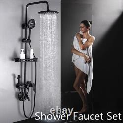 Bathroom Thermostatic Exposed Shower Mixer Twin head Round Bar Set Brass