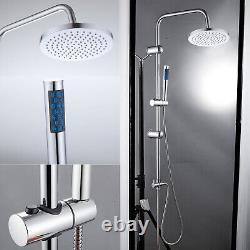 Bathroom Thermostatic Mixer Shower Bar 2 Head Exposed Valve & adjustable handset
