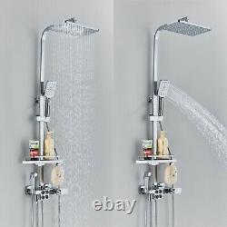 Bathroom Thermostatic Mixer Shower Set Chrome Twin Head Tap System Exposed Valve