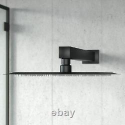 Bathroom Thermostatic Mixer Shower Set Square Black Twin Head Concealed Valve