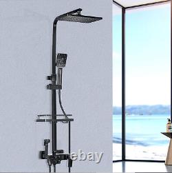 Bathroom Thermostatic Mixer Shower Set Square Black Twin Head Exposed Nkhlpnscom