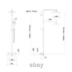 Bathroom Thermostatic Mixer Shower Set Square Black Twin Head Exposed Valve