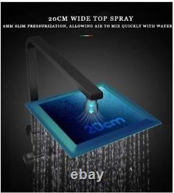 Bathroom Thermostatic Mixer Shower Set Square Black Twin Head Exposed Valve