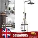 Bathroom Thermostatic Mixer Shower Set Square Black Twin Head Exposed Valve Kit