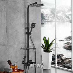 Bathroom Thermostatic Mixer Shower Set Square Black Twin Head Exposed Valve UK