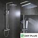 Bathroom Thermostatic Mixer Shower Set Square Chrome Twin Head Exposed Valve Aa+