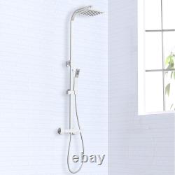 Bathroom Thermostatic Mixer Shower Set Twin Head Square Round Bar Exposed Valve