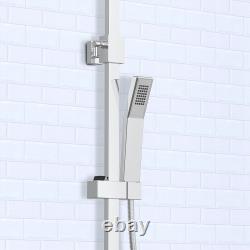 Bathroom Thermostatic Mixer Shower Set Twin Head Square Round Bar Exposed Valve