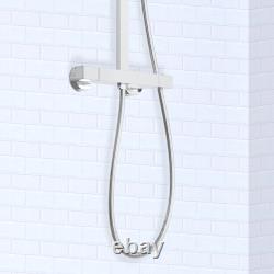 Bathroom Thermostatic Mixer Shower Set Twin Head Square Round Bar Exposed Valve