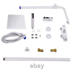 Bathroom Thermostatic Mixer Shower Set Twin Head Square Round Bar Exposed Valve