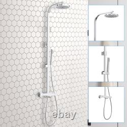 Bathroom Thermostatic Shower Mixer Set Square Round Head Exposed Valve Chrome