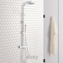 Bathroom Thermostatic Shower Mixer Set Square Round Head Exposed Valve Chrome