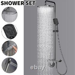 Bathroom Thermostatic Shower Mixer Twin Head Large Square Bar Set + Spray Head