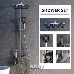 Bathroom Thermostatic Shower Mixer Twin Head Large Square Bar Set + Spray Head