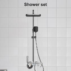 Bathroom Thermostatic Shower Mixer Twin head Large Square Bar Set Black