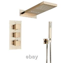 Bathroom Thermostatic Shower Set Gold Concealed Mixer Shower System Wall Mount