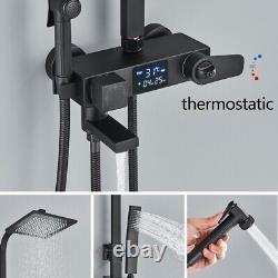 Bathroom Thermostatic Shower Set Shower mixer Taps Black LCD temperature display