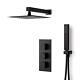 Black Matt Square Shower Head With Hand Held Concealed Thermostatic Mixer Mel