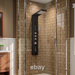 Black Modern Exposed Thermostatic Shower Tower Panel Thermostatic Mixer