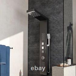 Black Modern Exposed Thermostatic Shower Tower Panel Thermostatic Mixer
