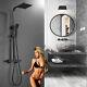 Black Shower Set Bathroom Thermostatic Mixer Square Twin Head Exposed Valve Uk