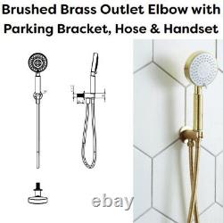 Brushed Brass Concealed Shower Mixer Thermostatic Valve Over Head + Rail