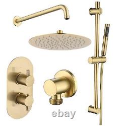 Brushed Brass Dual Outlet Wall Mounted Thermostatic Mixer Sho BUN/ARIBB011/85185