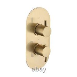 Brushed Brass Dual Outlet Wall Mounted Thermostatic Mixer Sho BUN/ARIBB011/85185