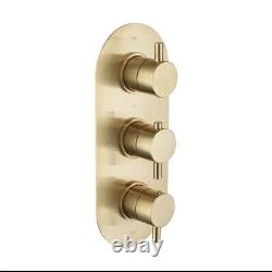 Brushed Brass Dual Outlet Wall Mounted Thermostatic Mixer Sho BUN/ARIBB012/85187