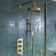 Brushed Brass Dual Outlet Wall Mounted Thermostatic Mixer Shower S Cambbhasrk3ve