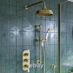 Brushed Brass Dual Outlet Wall Mounted Thermostatic Mixer Shower S CAMBBHASRK3VE