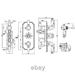 Brushed Brass Dual Outlet Wall Mounted Thermostatic Mixer Shower S CAMBBHASRK3VE