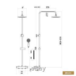 Brushed Brass Gold Round Thermostatic Shower Rigid Riser Mixer Valve