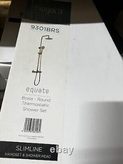 Brushed Brass Round Thermostatic Bar Complete Mixer Shower Adjustable Overhead
