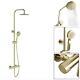 Brushed Brass Round Thermostatic Shower Rigid Riser Mixer Valve