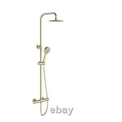 Brushed Brass Round Thermostatic Shower Rigid Riser Mixer Valve