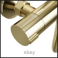 Brushed Brass Round Thermostatic Shower Rigid Riser Mixer Valve