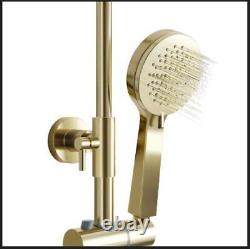 Brushed Brass Round Thermostatic Shower Rigid Riser Mixer Valve