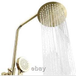 Brushed Brass Round Thermostatic Shower Rigid Riser Mixer Valve