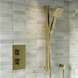 Brushed Brass Single Outlet Thermostatic Mixer Shower Set Wit BUN/ZBBSQCV1/91640