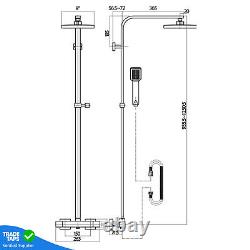 Brushed Brass Square Thermostatic Bar Complete Mixer Shower Adjustable Overhead