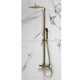 Brushed Brass Square Thermostatic Bar Mixer Shower Adjustable Riser Rail Hand