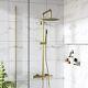 Brushed Brass Thermostatic Mixer Shower With Round Overhead & Pencil Ha Aribb017