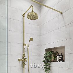 Brushed Brass Traditional Thermostatic Mixer Shower with Round Overhe BeBa 27757
