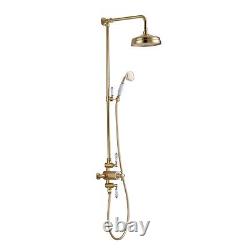 Brushed Brass Traditional Thermostatic Mixer Shower with Round Overhe BeBa 27757